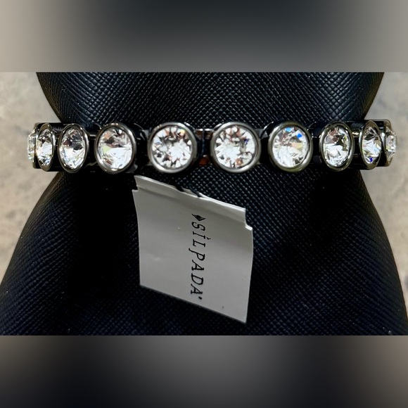Silpada Jewelry - Silpada K&R Hematite and Swarovski Crystal - GLAMOUR Bangle Bracelet KRB00988